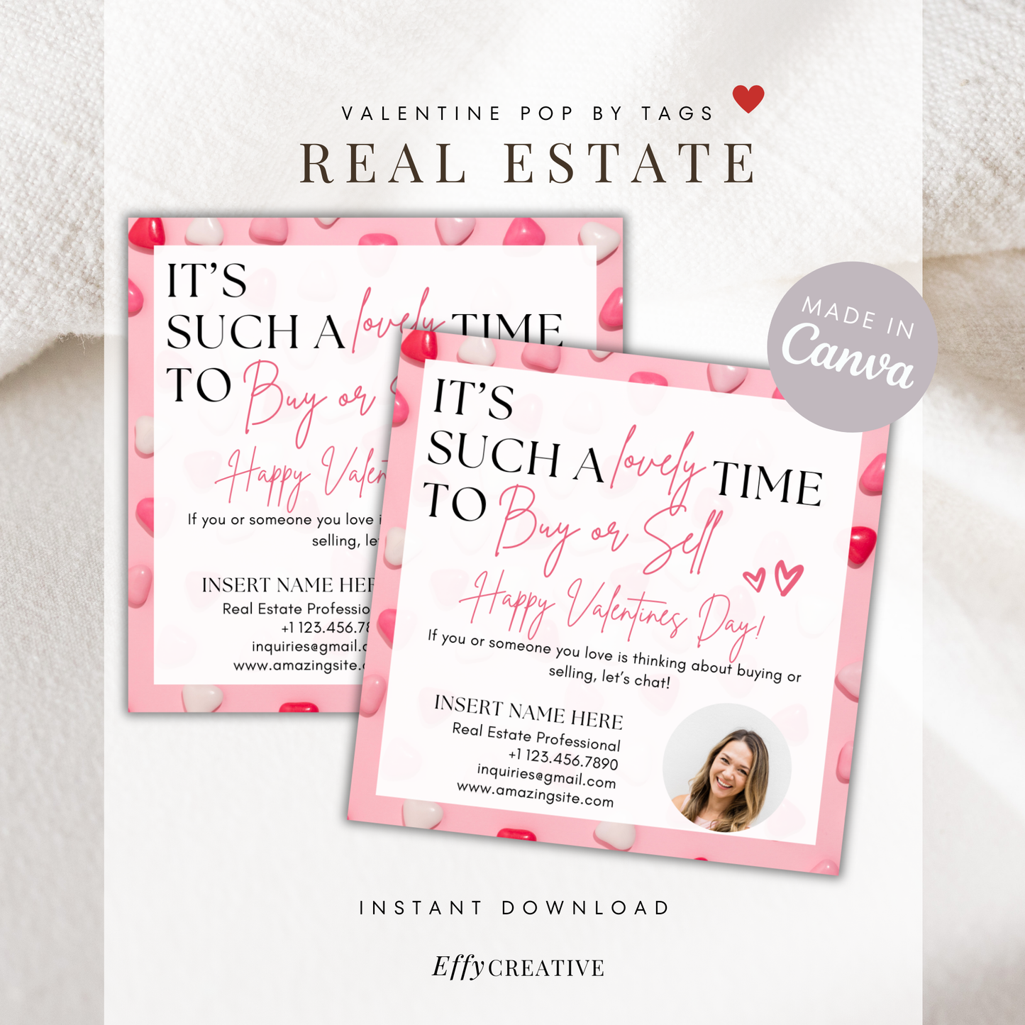 Valentine's Real Estate Pop By Tag February Marketing Gift Tag