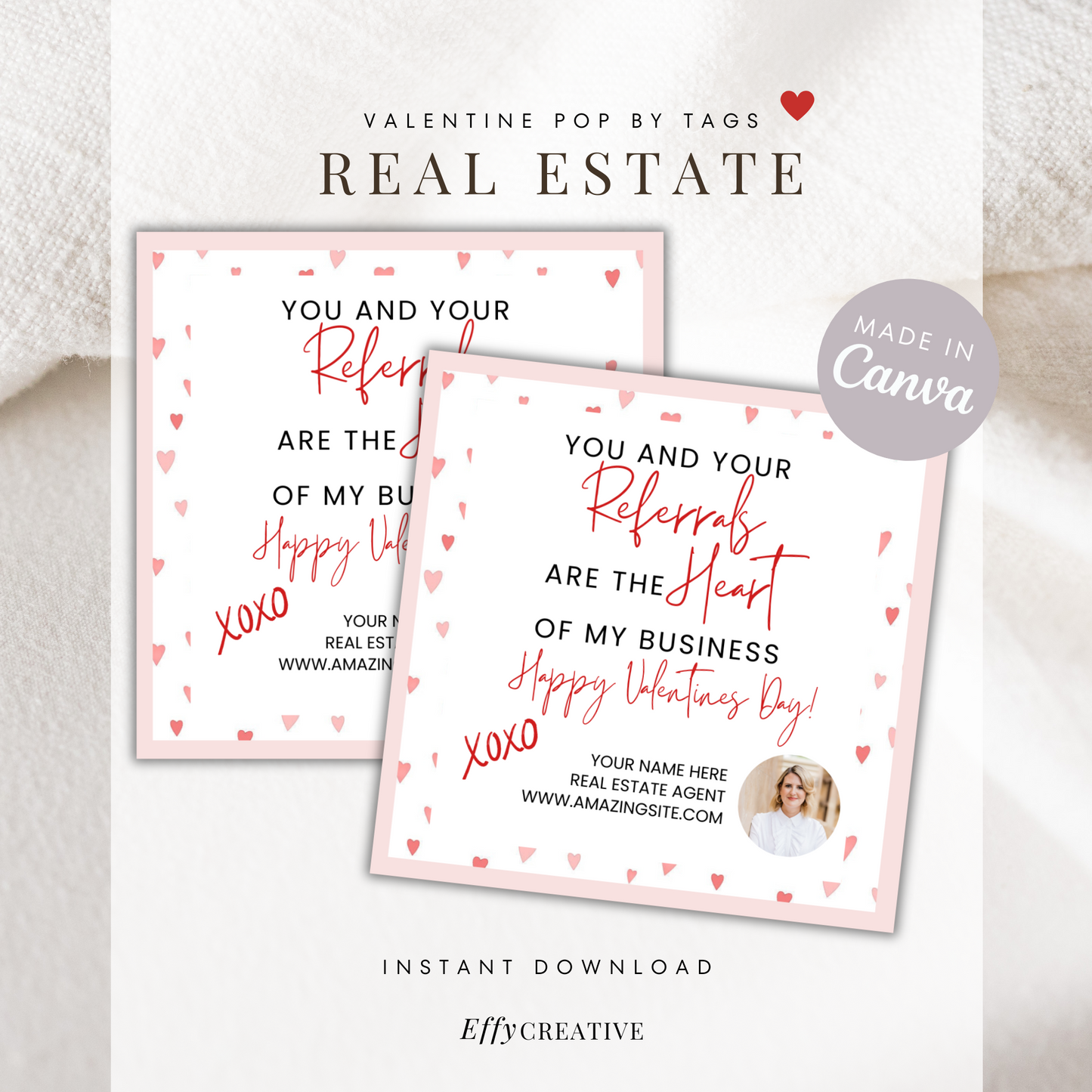 Valentine's Real Estate Pop By Tag February Marketing Gift Tag