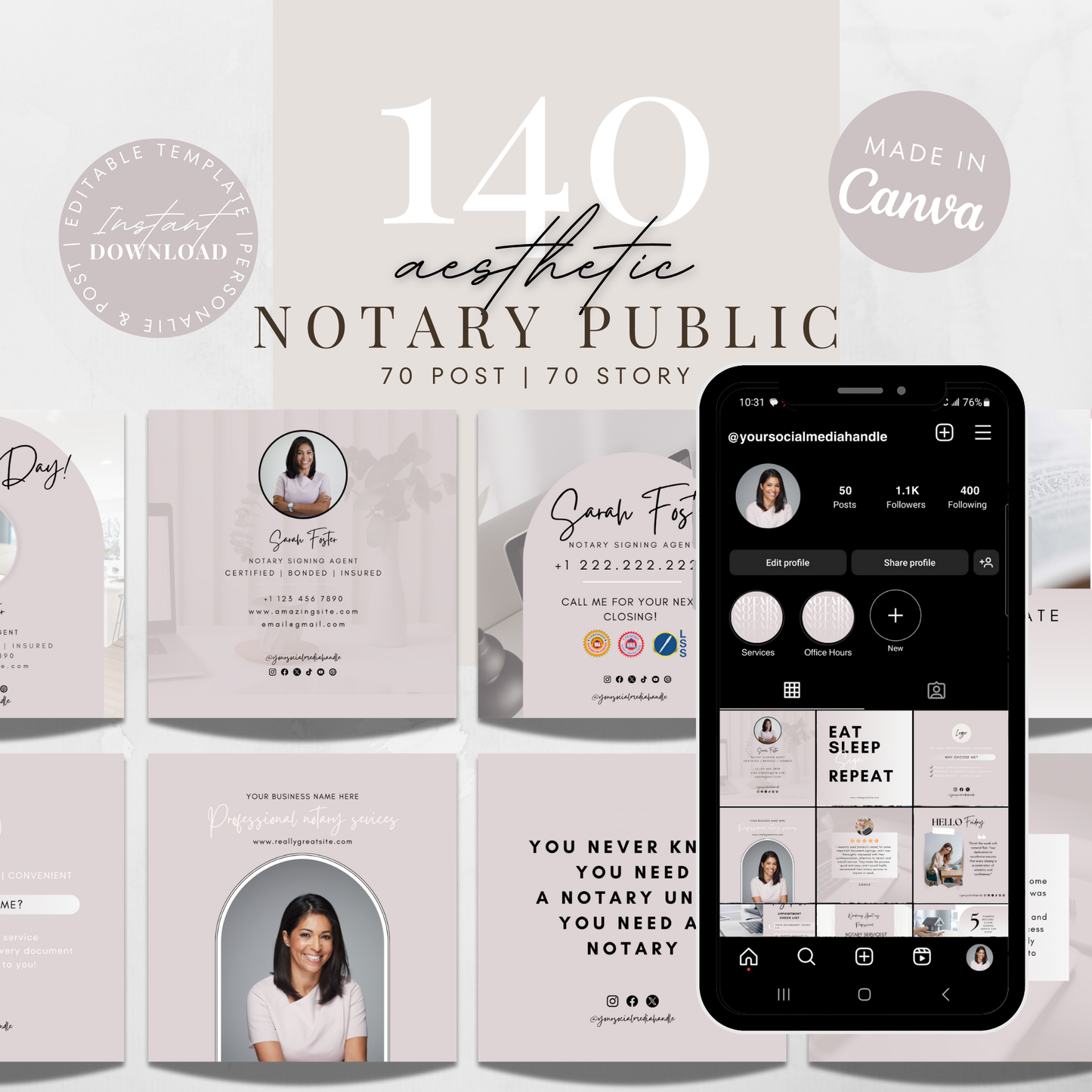 Notary Social Media Kit - Light Pink