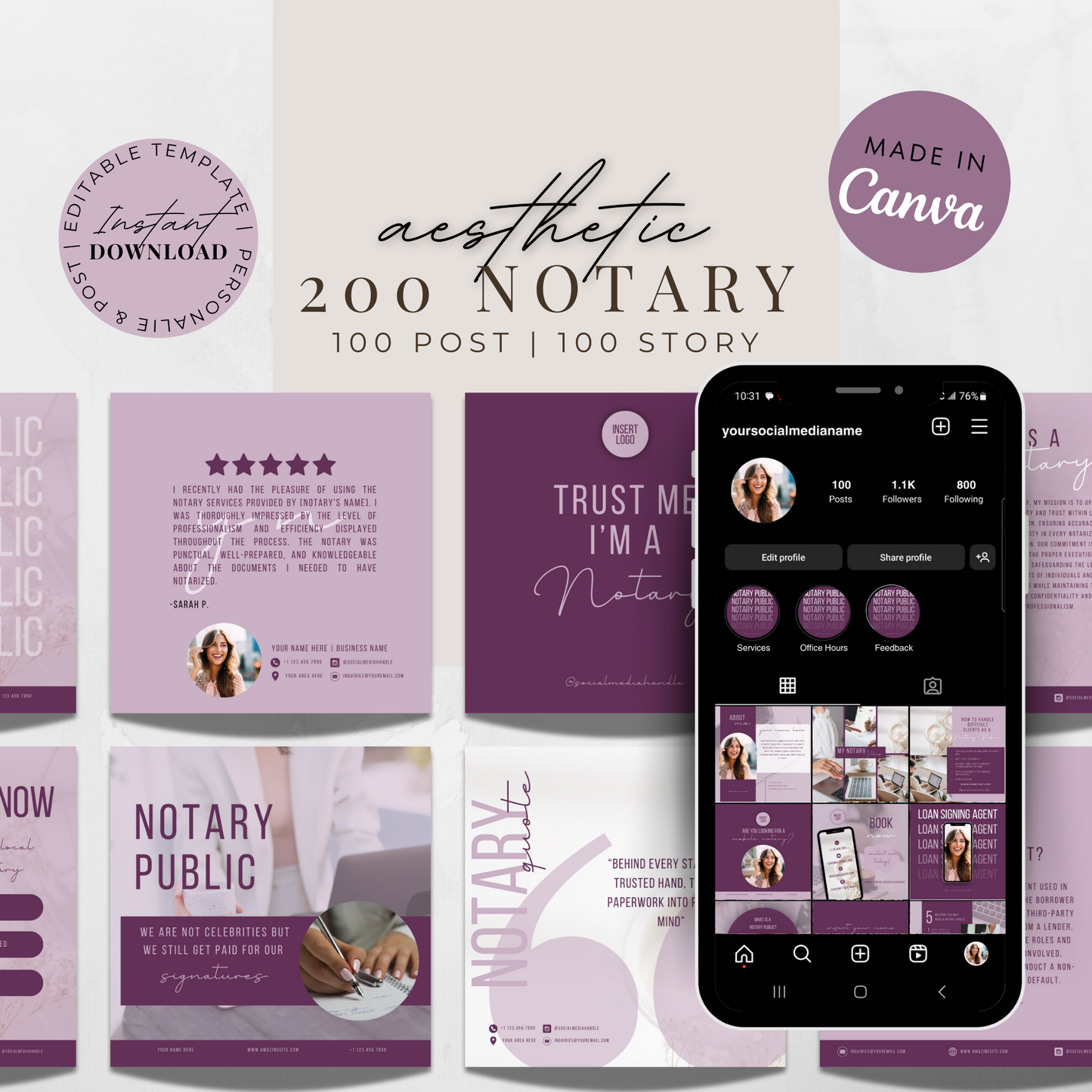 Notary Social Media Kit - Purple