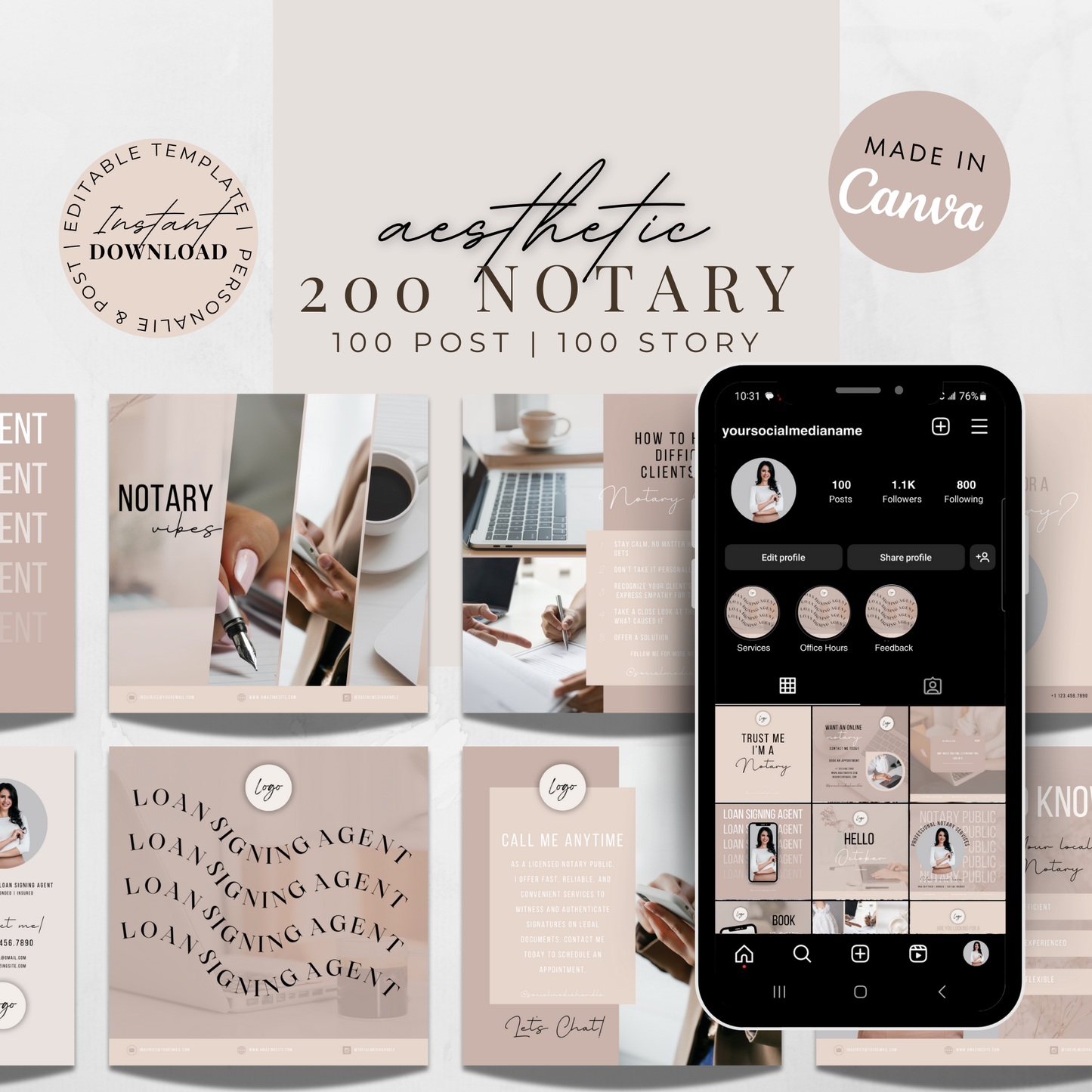 Notary Social Media Kit - Rose Gold