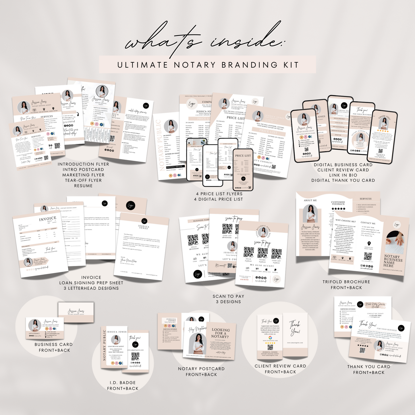 Ultimate Notary Branding Kit – Beige Neutral Aesthetic Templates for Social Media + Marketing