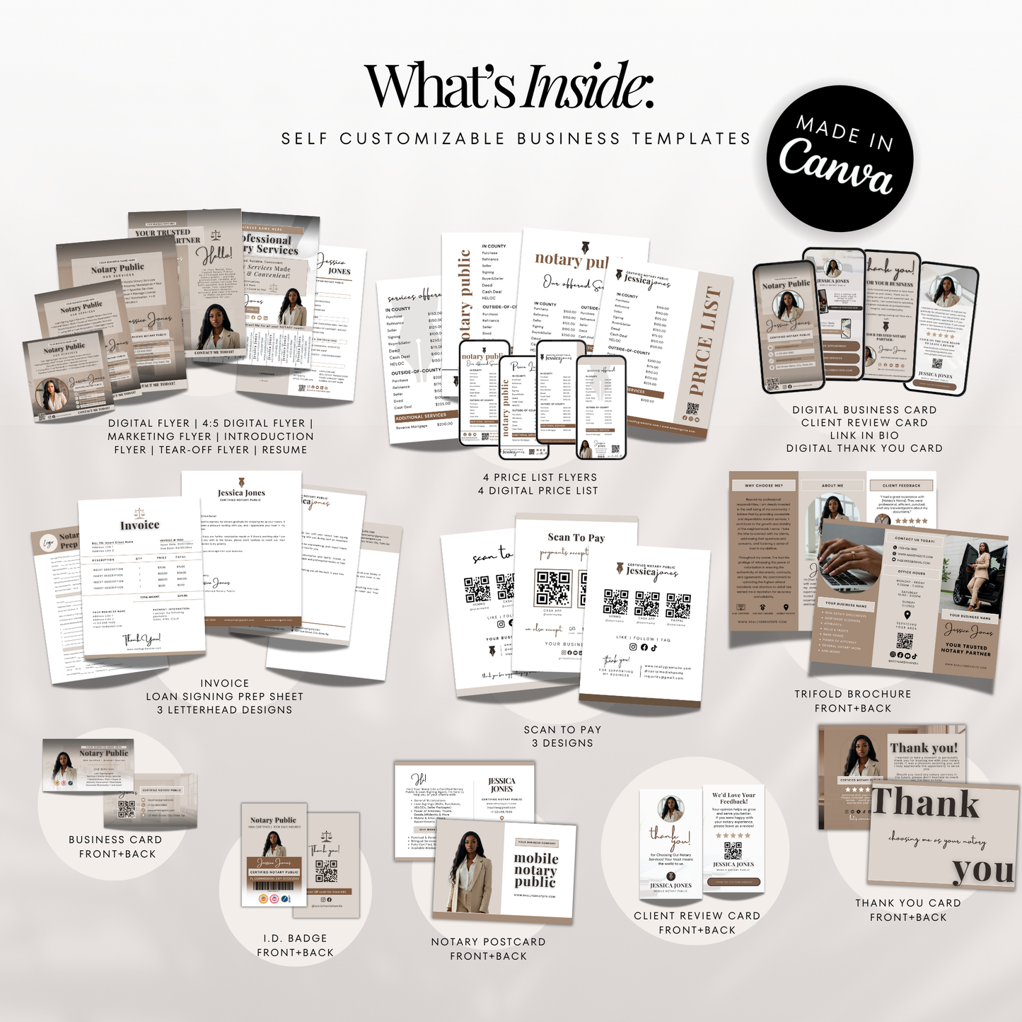 Ultimate Notary Branding Kit – Brown & Beige Aesthetic Templates for Social Media + Marketing
