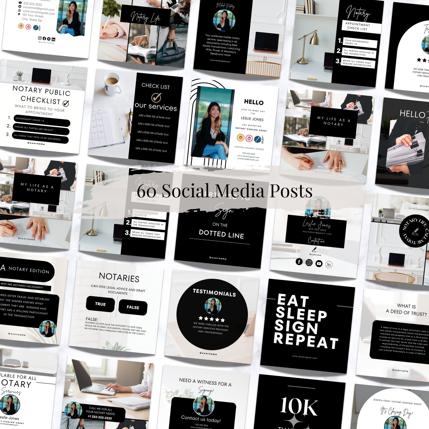 Notary Social Media Kit - Black + White