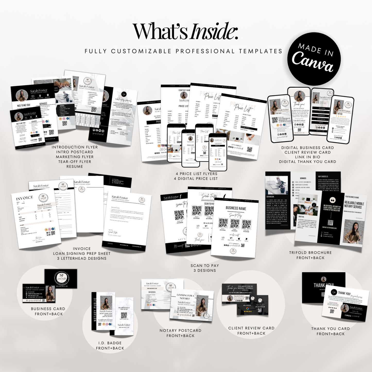 Ultimate Notary Branding Kit – Black Aesthetic Templates for Social Media + Marketing