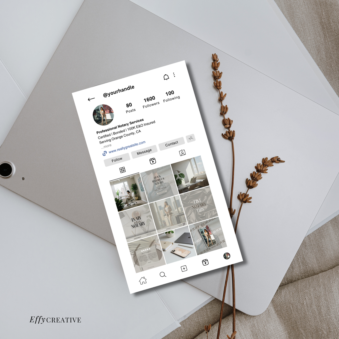 Notary Luxury Social Media Instagram Kit, New IG Size Posts, Stories & Highlight Icons - Gray