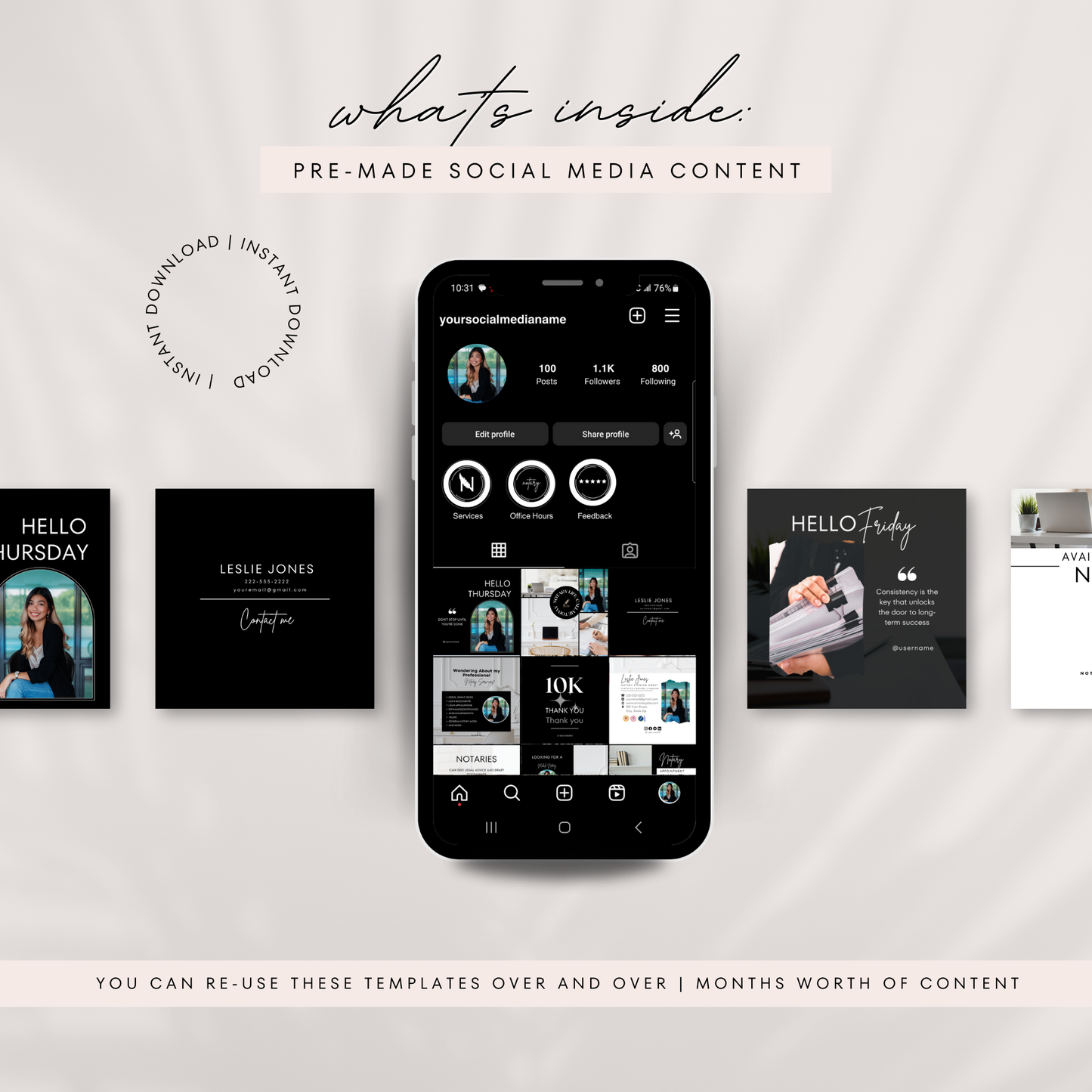 Notary Social Media Kit - Black + White