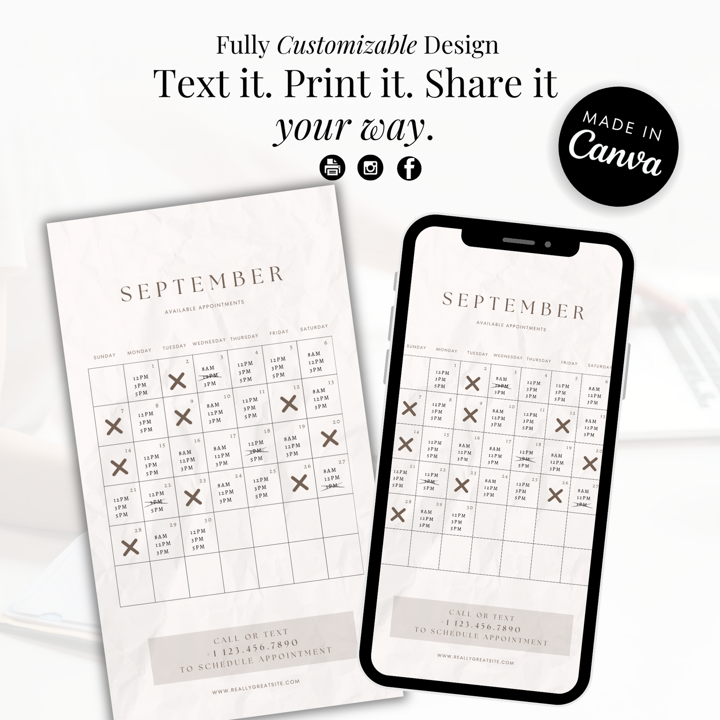 Notary Monthly Availability Calendar Instagram: Story Booking Calendar IG, Appointments Available Schedule
