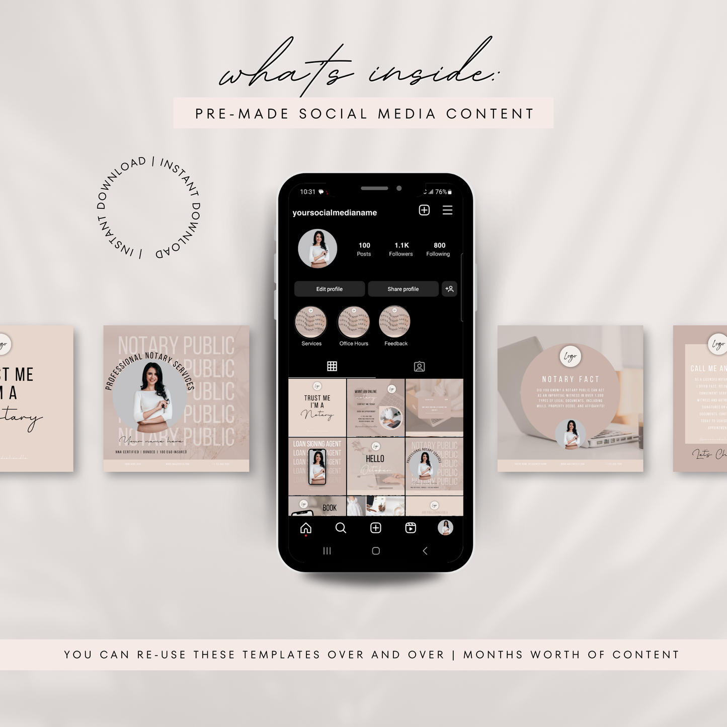 Notary Social Media Kit - Rose Gold