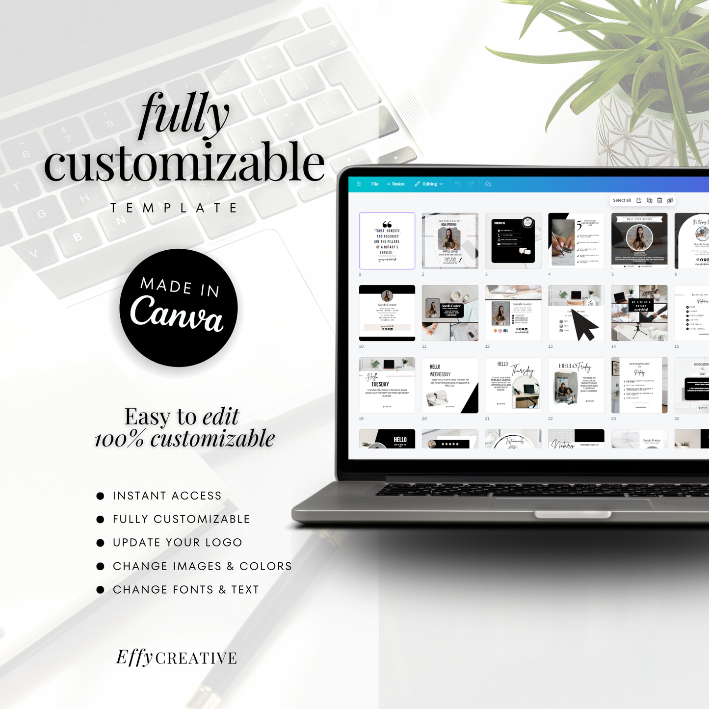Ultimate Notary Branding Kit – Black Aesthetic Templates for Social Media + Marketing