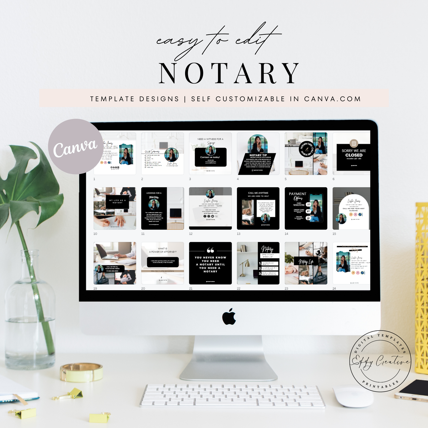 Notary Social Media Kit - Black + White