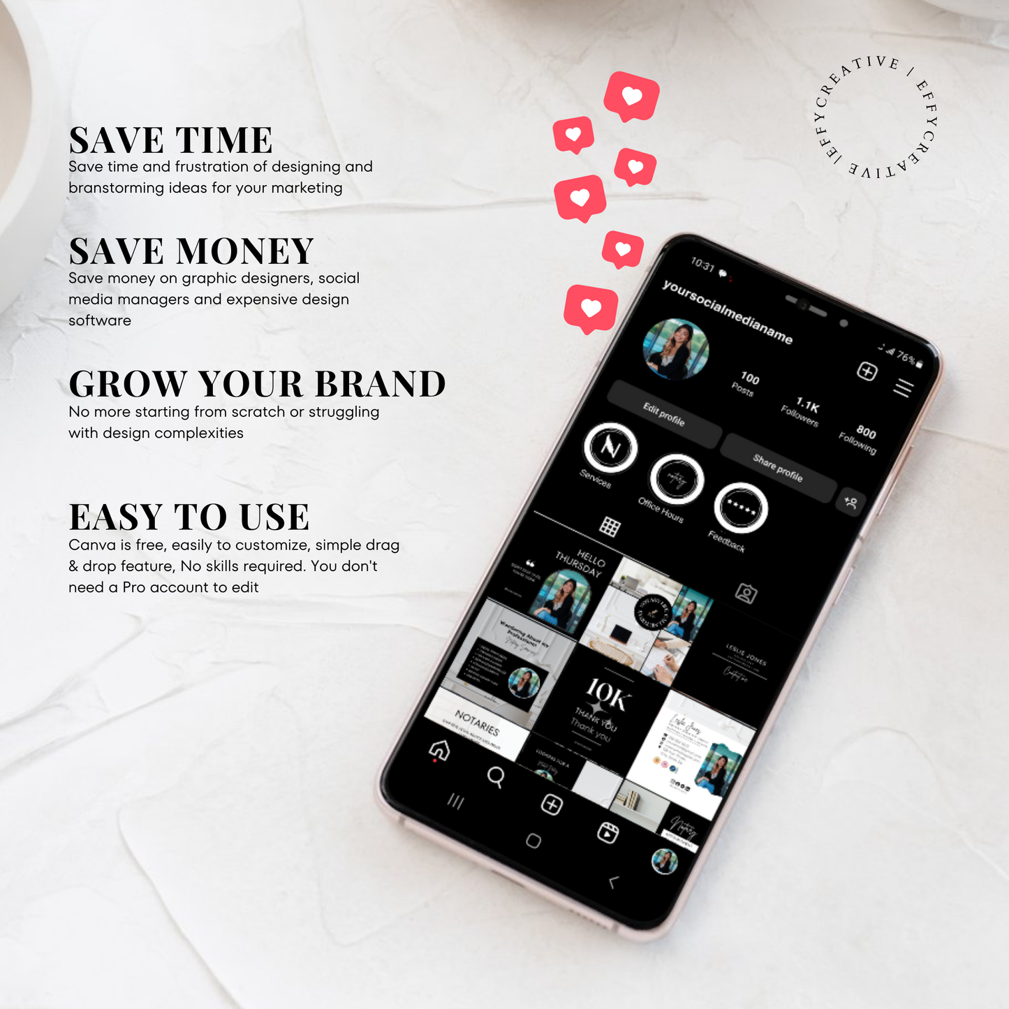 Notary Social Media Kit - Black + White